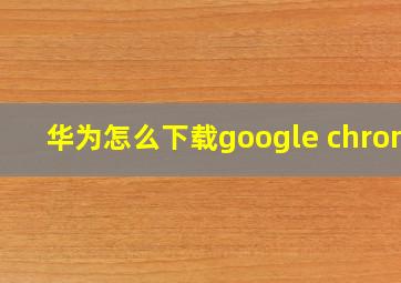 华为怎么下载google chrome